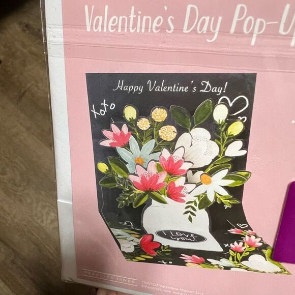 Valentine’s Day Card Pop-up Bouquet Flowers 4.5” x 4.5” I Love You! Pink NWT New - Picture 7 of 9